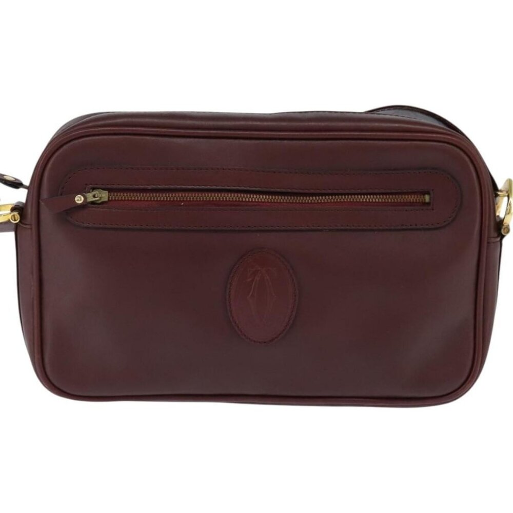 Authentic CARTIER Must Line Shoulder Bag Leather Bordeaux Gold - Picture 9 of 16